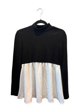 SHEIN black and white long sleeve top with mock neck